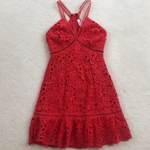 Astr The Label Red/Coral Lace Dress